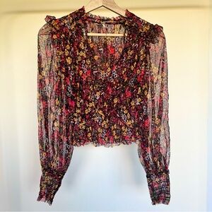 NWOT free people mesh floral long sleeve top